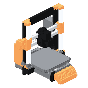 isometric voxel image of a Prusa i3 printer