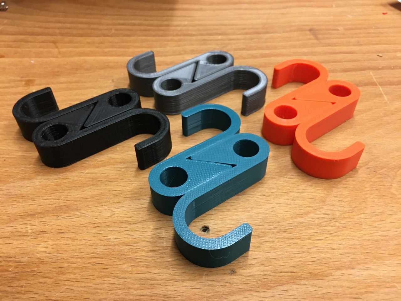 A few 3d printed french cleat hooks